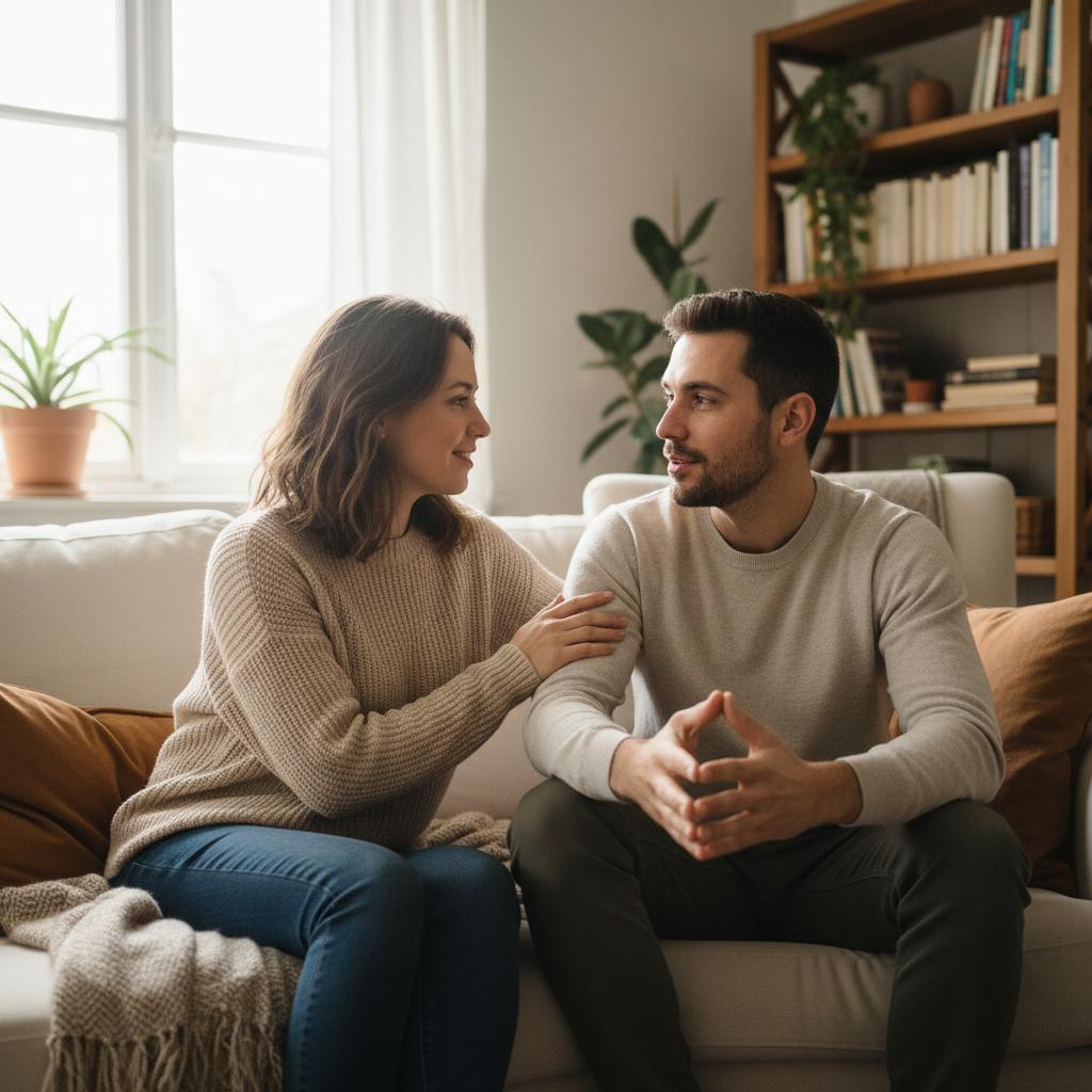 Pár őszintén kommunikál, támogatva egymást érzelmileg